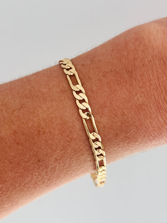 Gold Filled 4mm Flat Figaro Bracelet | Men's Gold Link Bracelet