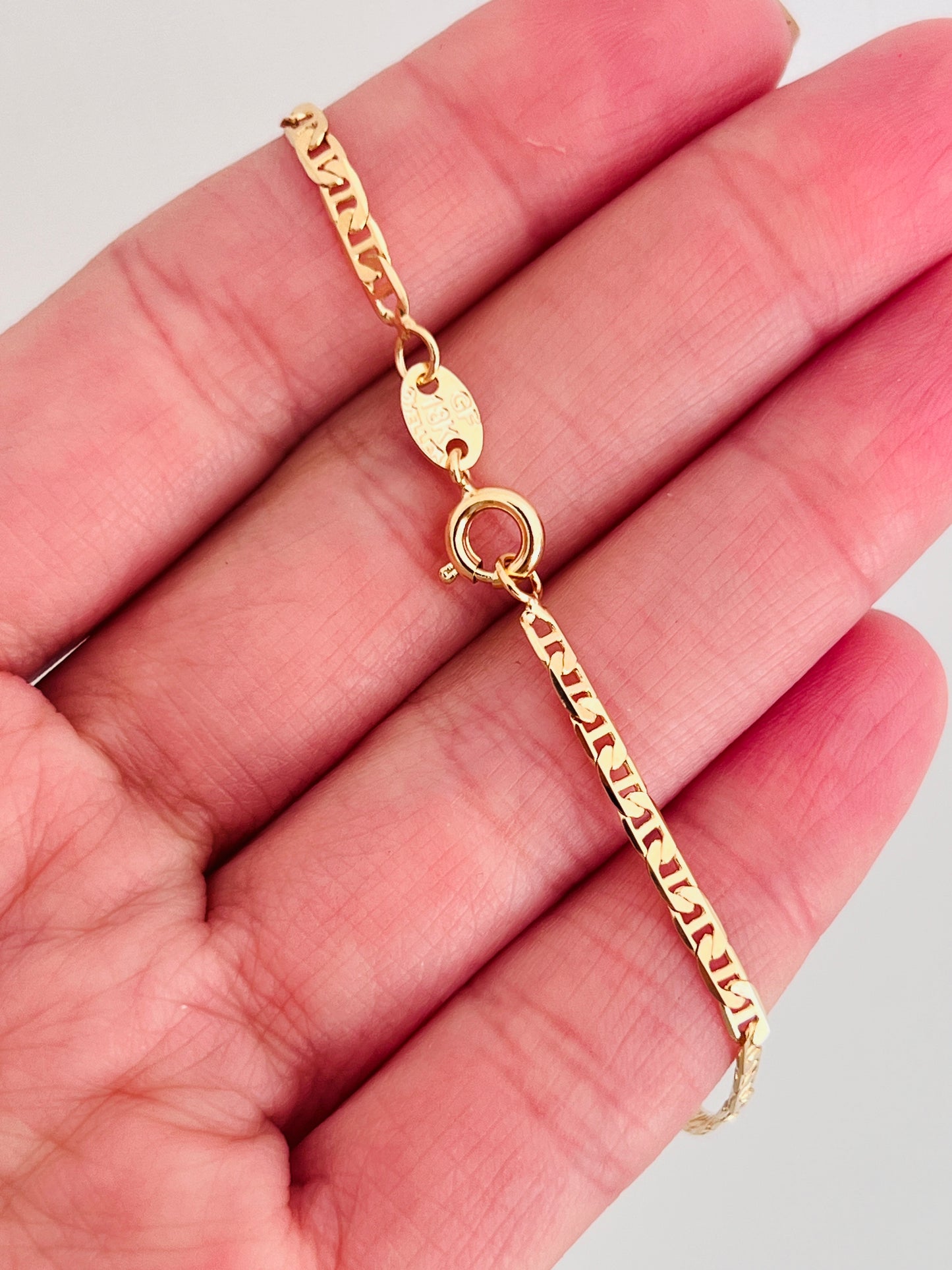 Gold Filled 2mm Mariner Link Anklet – 18K Gold | 9.75" Dainty Chain