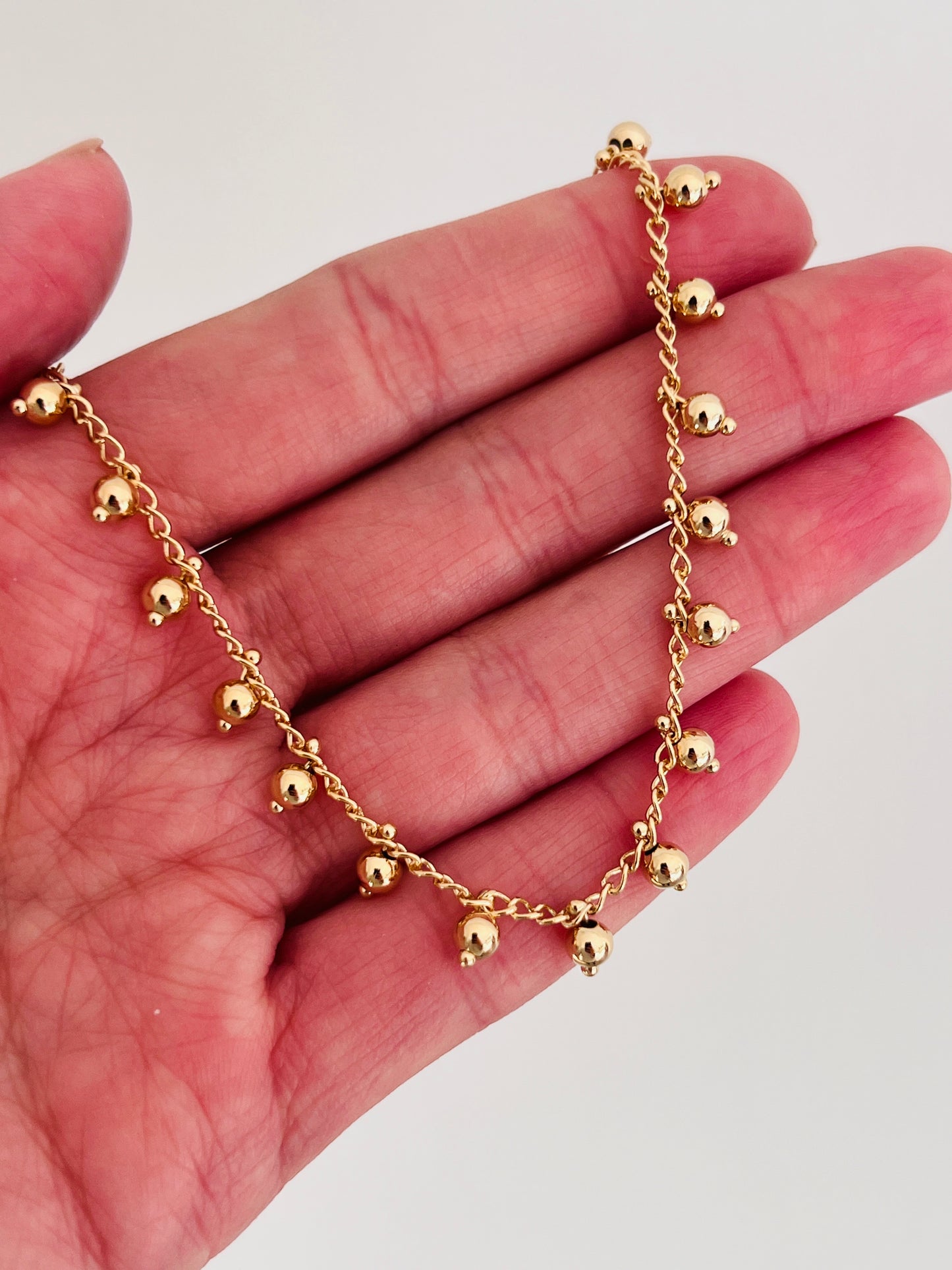Gold Filled Dangling Bead Bracelet | Delicate Charm Jewelry