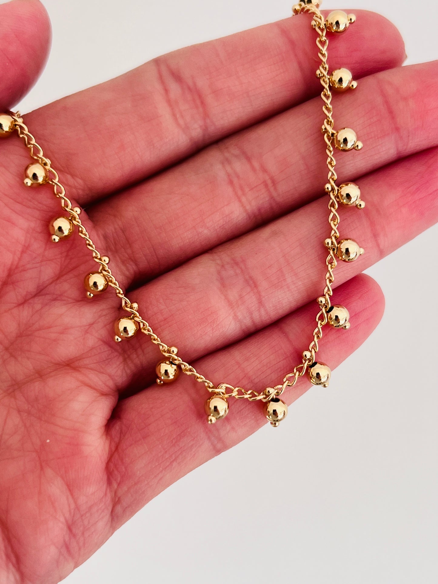 Gold Filled Dangling Bead Bracelet | Delicate Charm Jewelry
