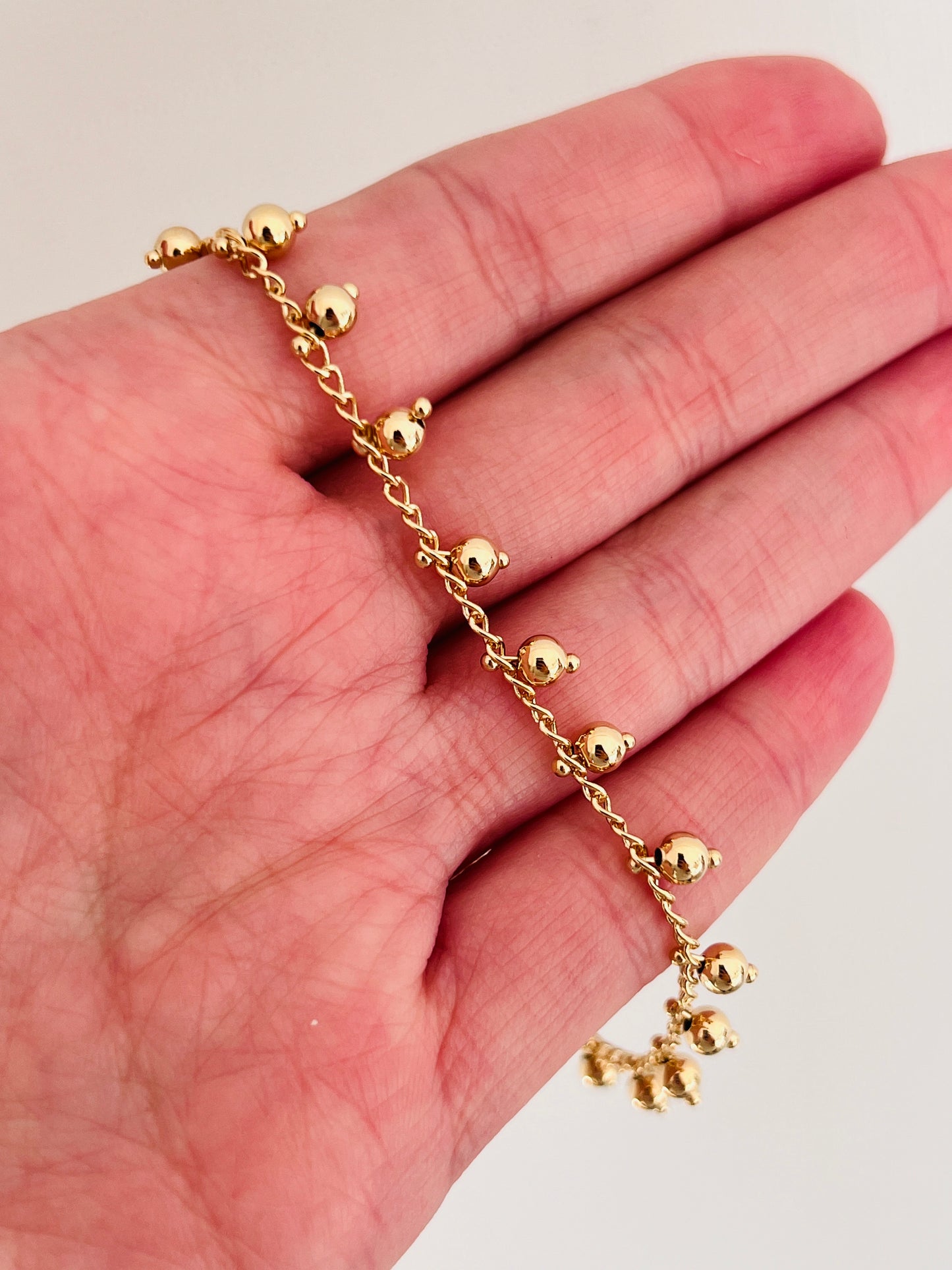 Gold Filled Dangling Bead Bracelet | Delicate Charm Jewelry