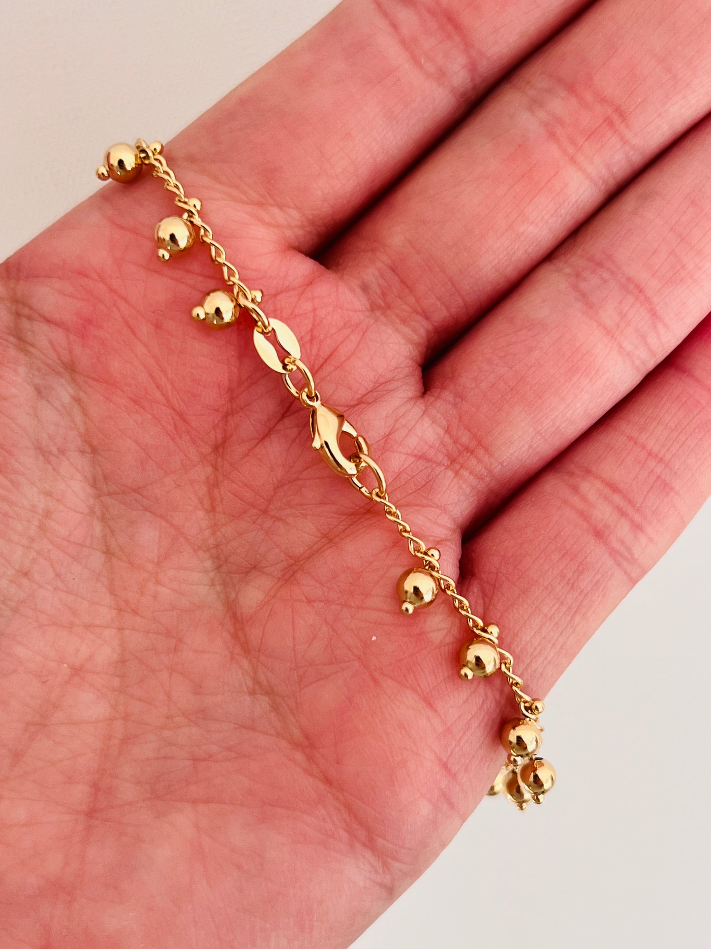 Gold Filled Dangling Bead Bracelet | Delicate Charm Jewelry