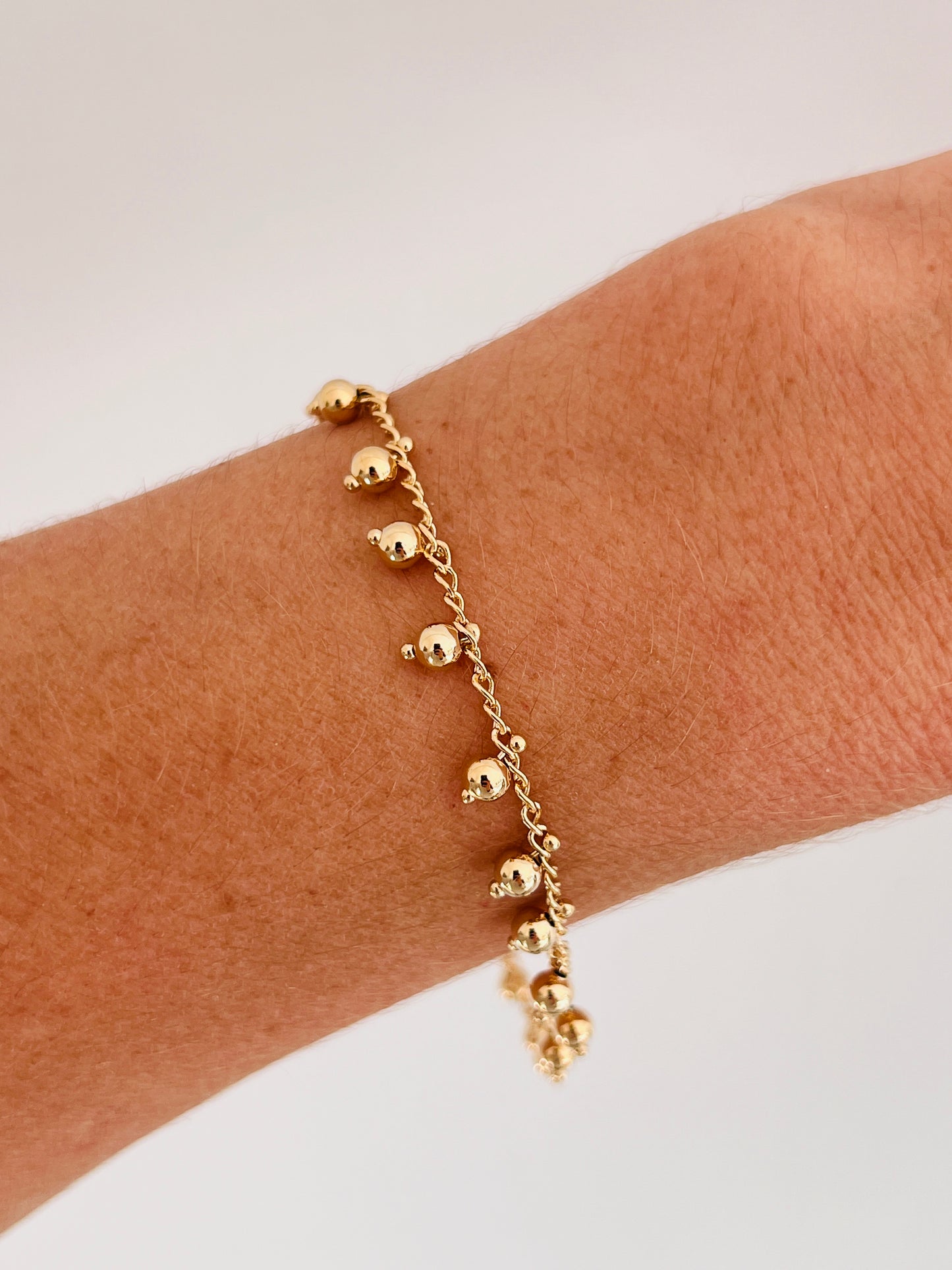 Gold Filled Dangling Bead Bracelet | Delicate Charm Jewelry