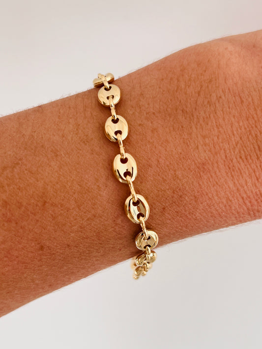 Gold Filled 7mm Puff Bracelet | Chunky Gold Statement Bracelet