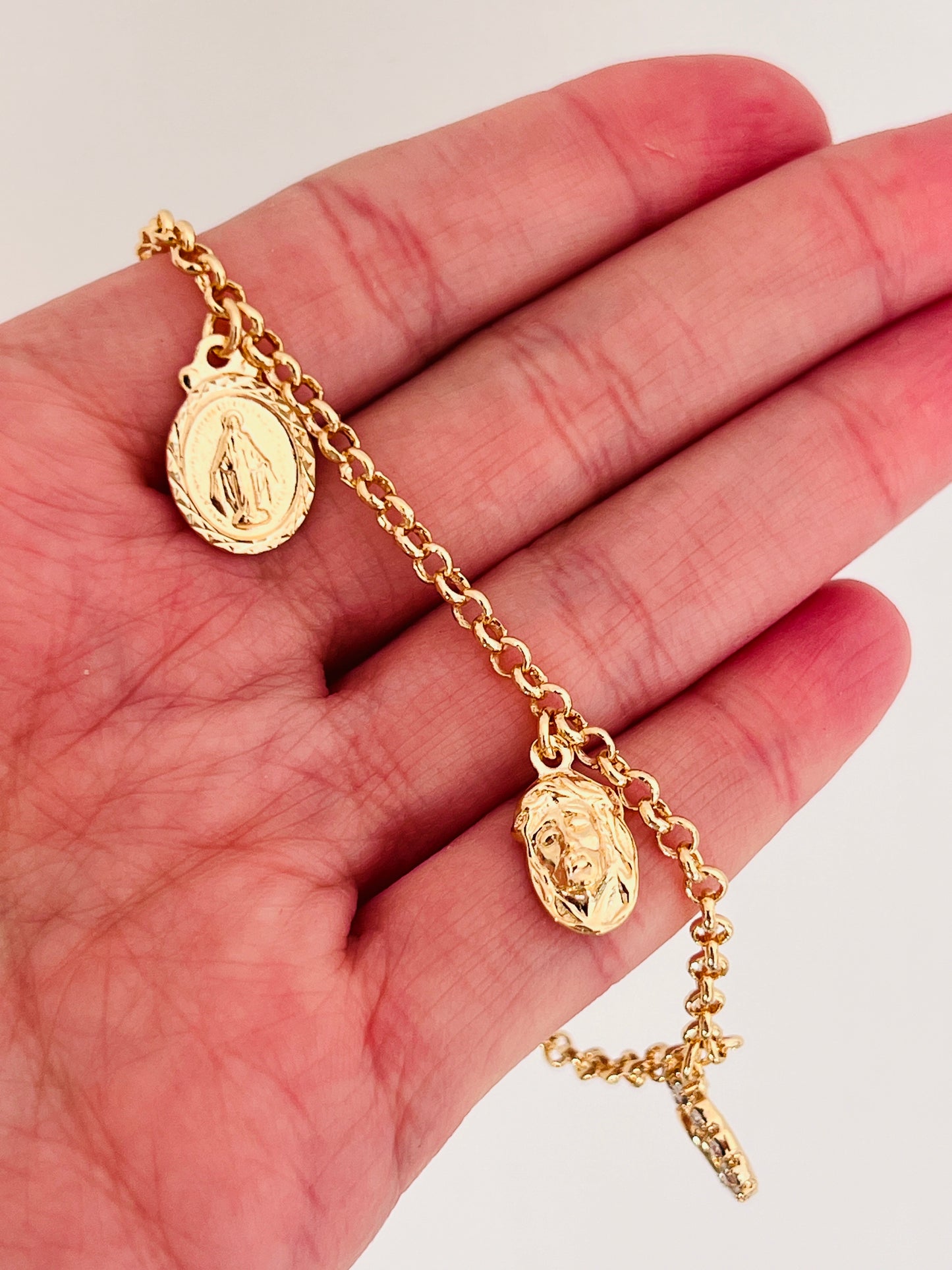Gold Filled Religious Charm Bracelet | 2mm Faith Icons