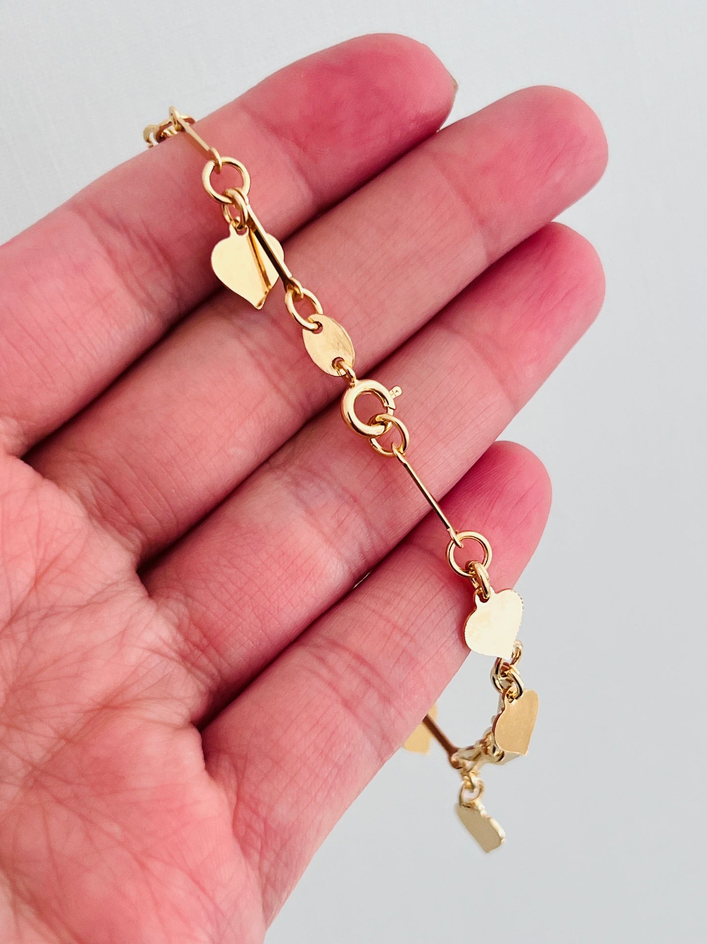 Gold Filled Dangling Heart Bracelet | 1mm Dainty Love