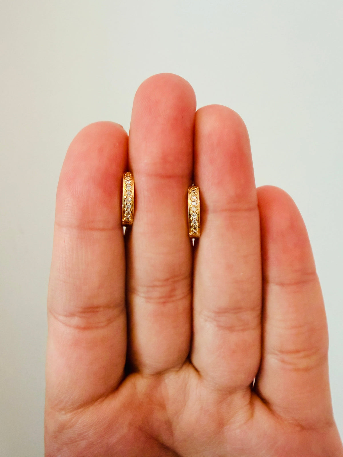 18KT Gold Filled Earrings, Gold Filled 11mm Mini CZ Hoops | Dainty 18kt Waterproof Earrings by HAUS OF MONOGRAM