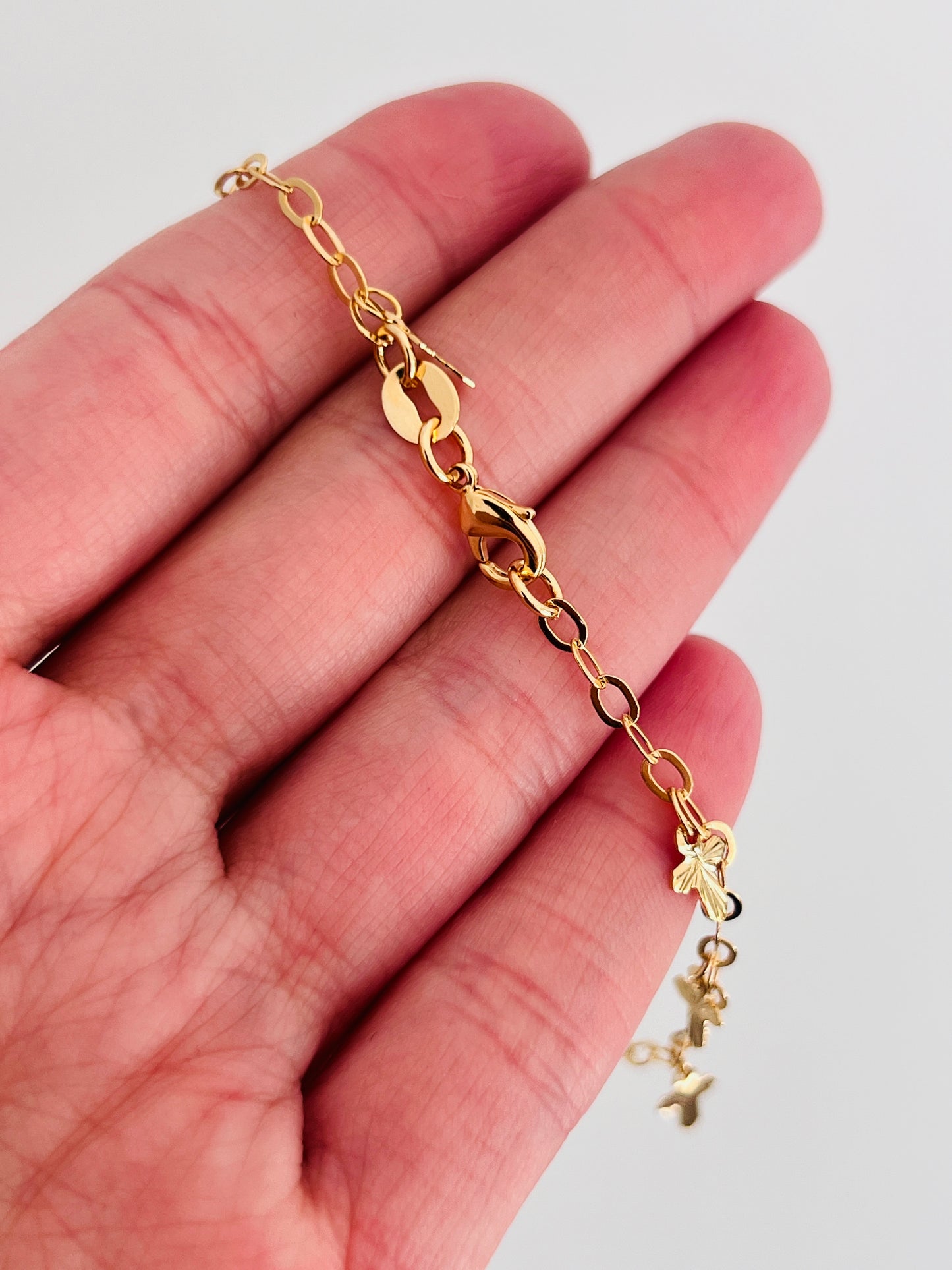 Gold Filled 2mm Cable Bracelet with Dangling Crosses | Dainty Religious Jewelry