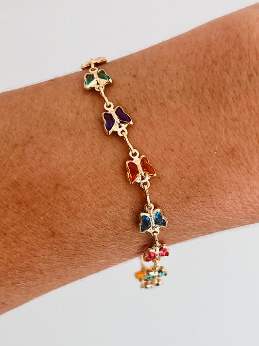Gold Filled Butterfly Bracelet | Dainty Layering Wrist Charm