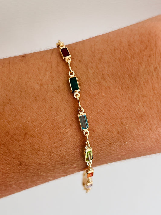 Gold Filled Gemstone Beaded Bracelet | Dainty & Elegant (2.5mm)