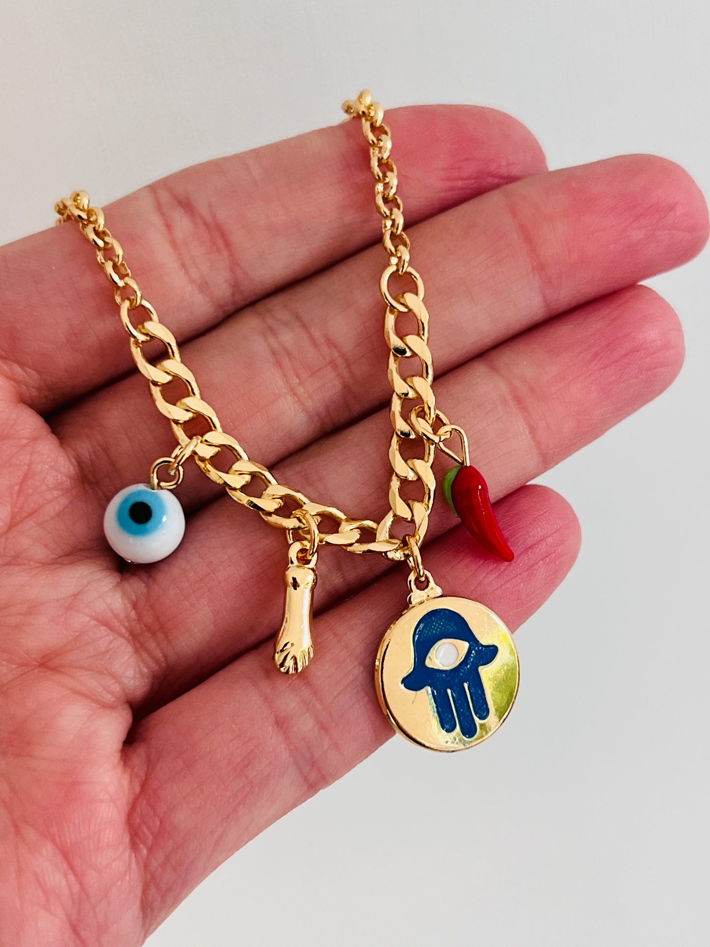 Gold Filled Dangling Charm Bracelet | 18kt Gold Dainty Bracelet for Women