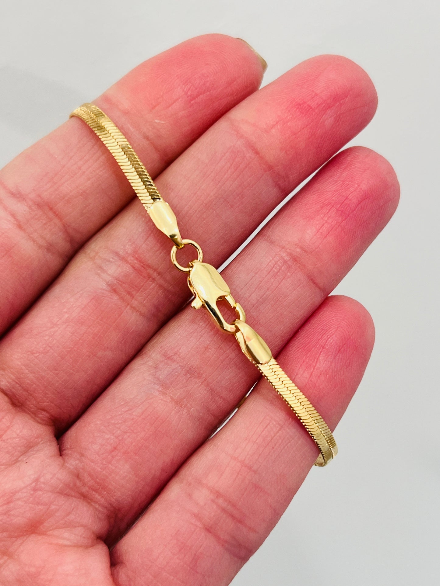 Gold Filled 3mm Herringbone Bracelet | Sleek Flat Chain Statement