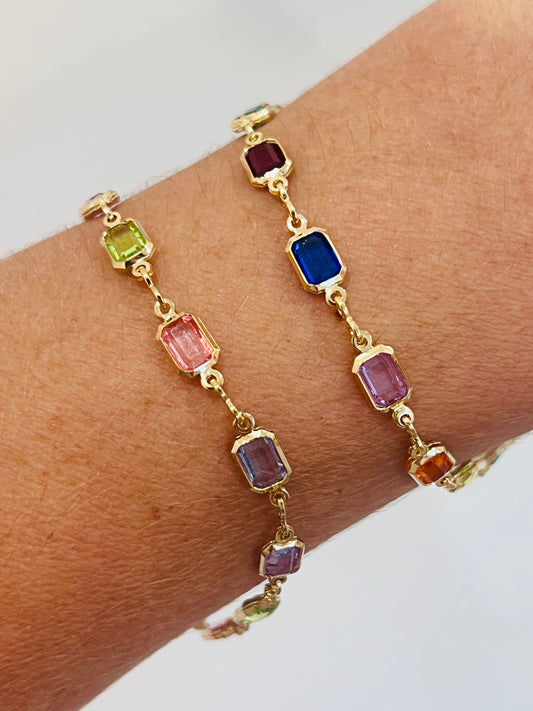 Gold Filled Gemstone Bracelet | Colorful Elegance
