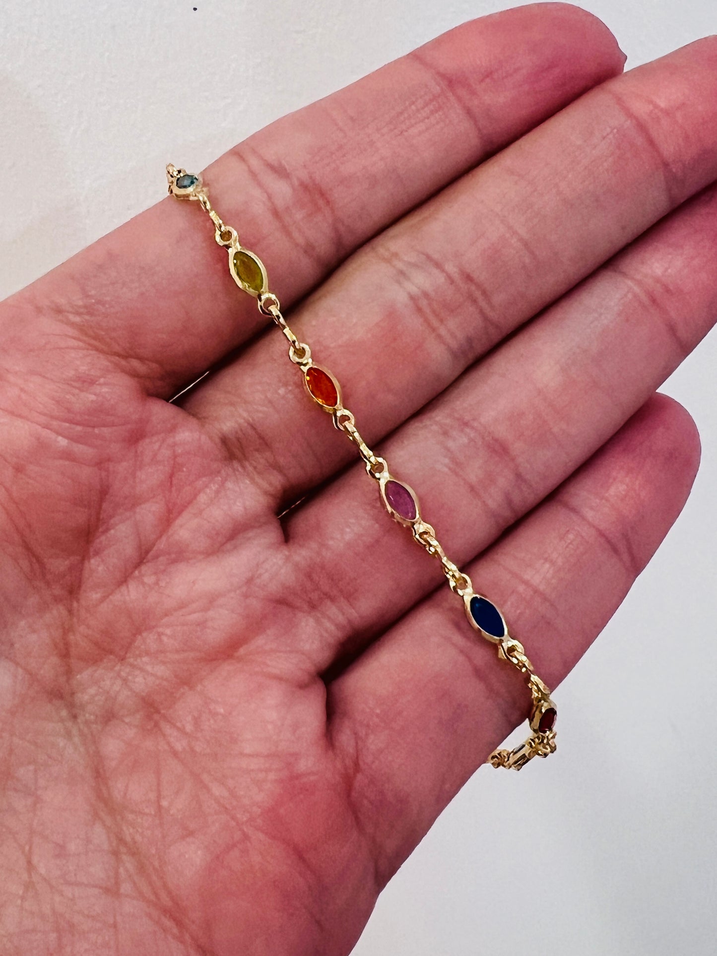 Gold Filled Gemstone Bracelet | 3mm Oval Charm Chain