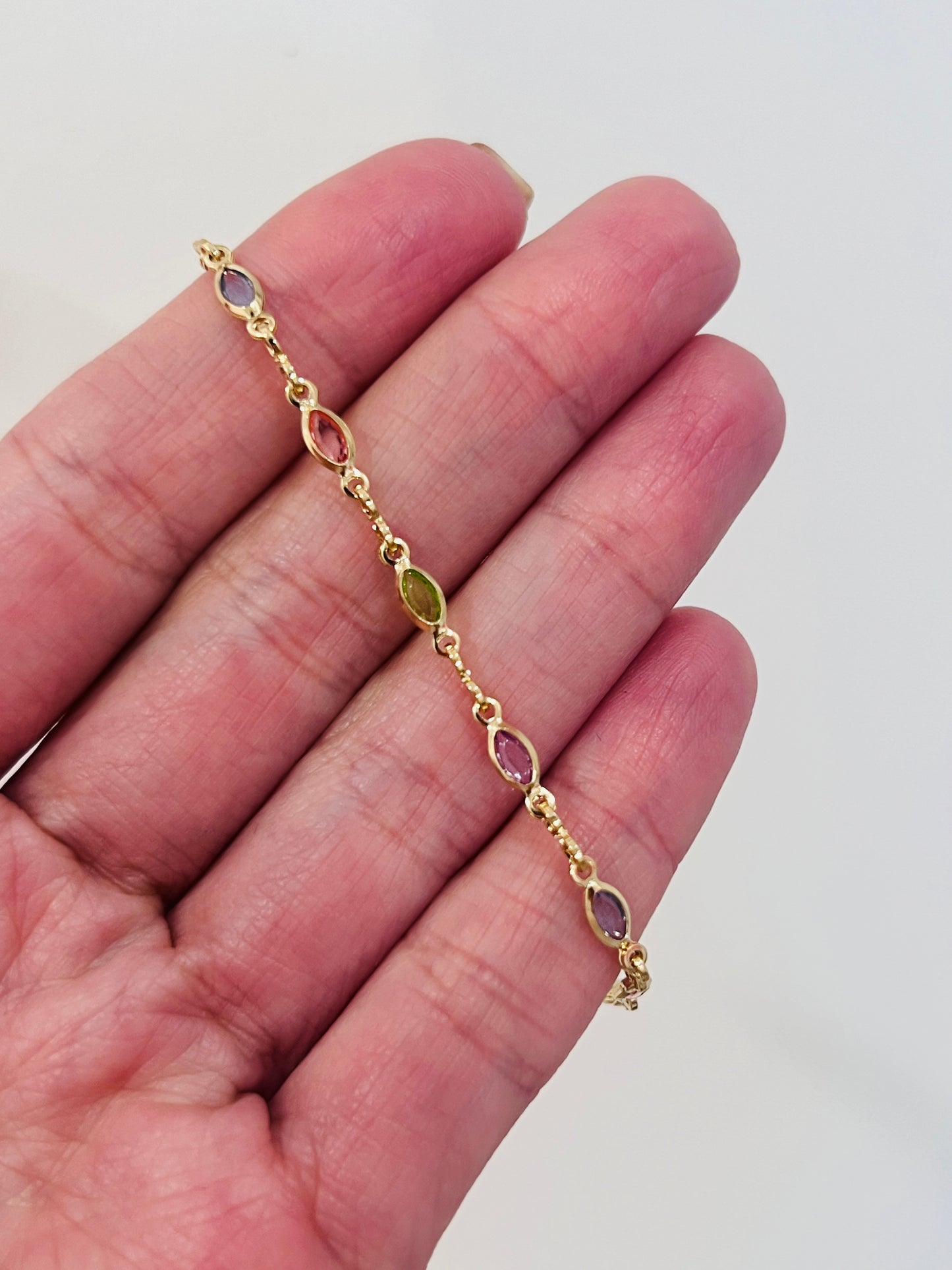 Gold Filled Gemstone Bracelet | 3mm Oval Charm Chain