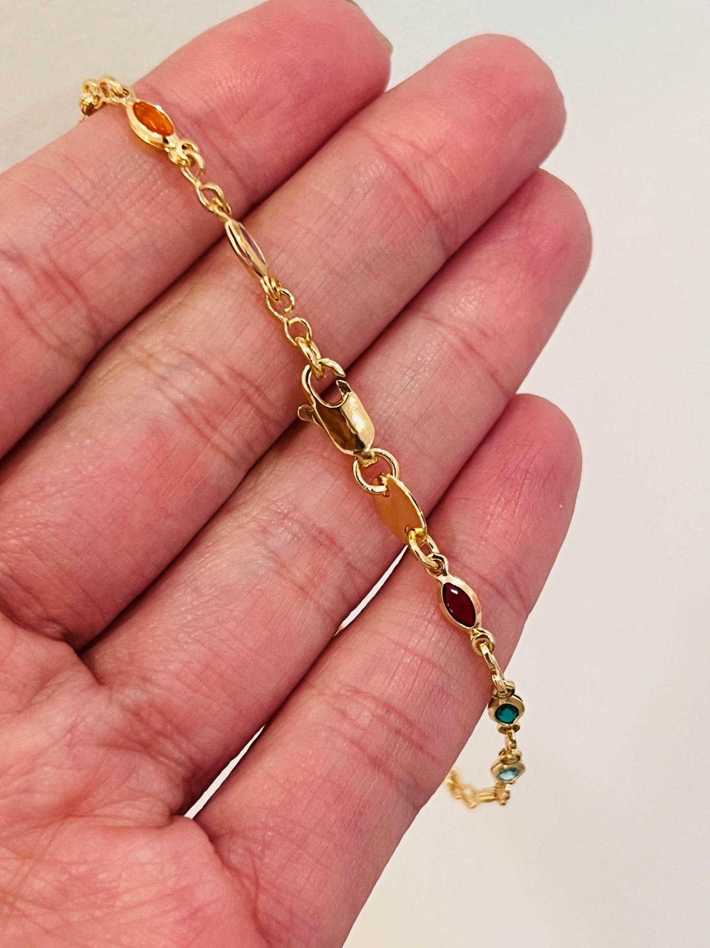 Gold Filled Gemstone Bracelet | 3mm Oval Charm Chain