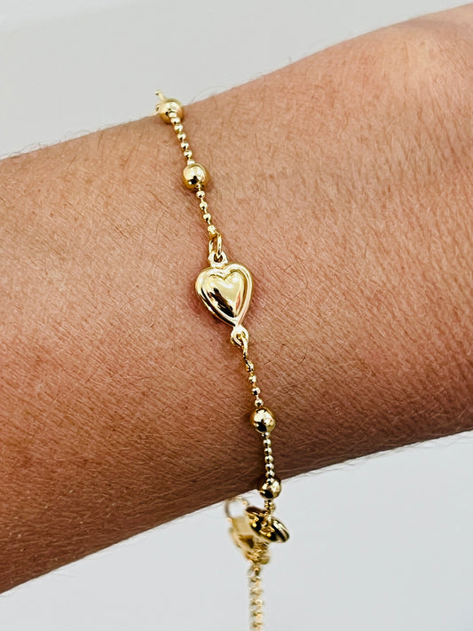 Gold Filled Heart Bracelet | 7.25" + 2" Extension