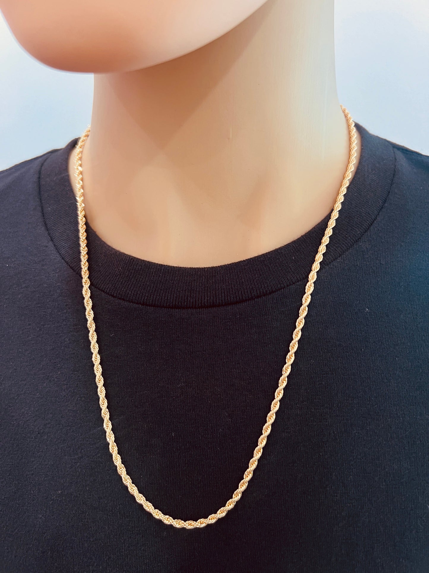 18KT Gold Filled Necklaces, Gold Filled 2mm Rope Chain | Classic Shine for Everyday Wear by HAUS OF MONOGRAM