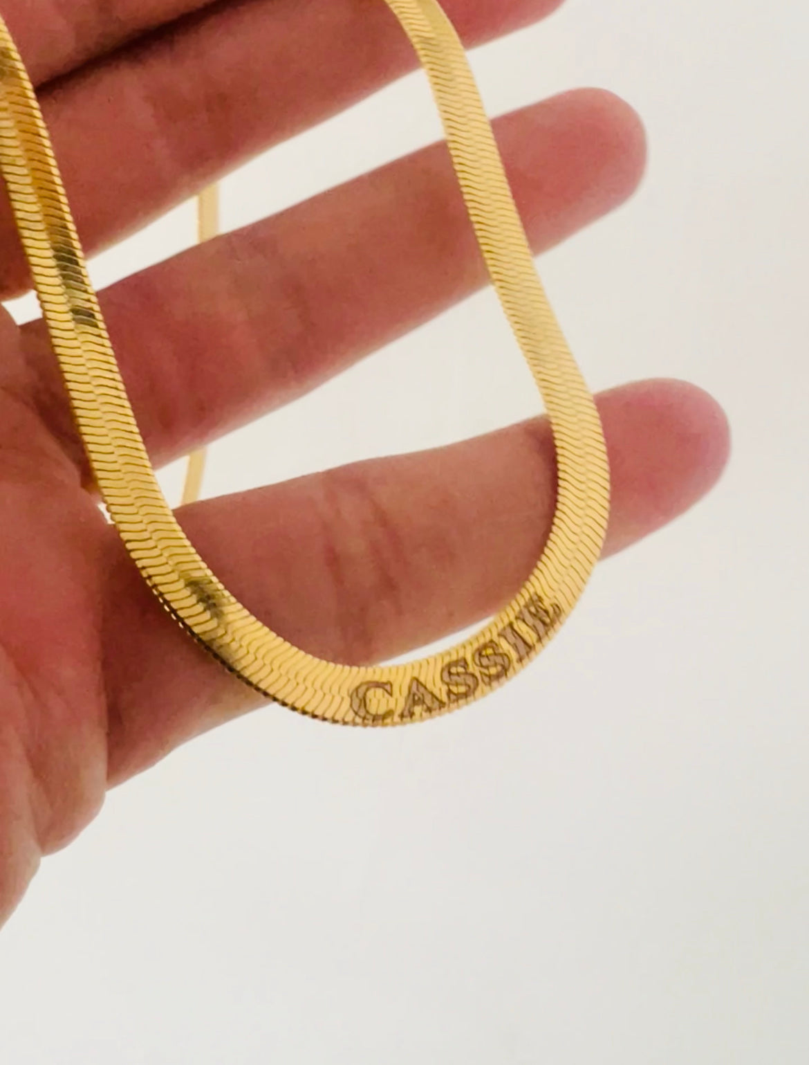 18KT Gold Filled Necklaces, Gold Filled 4mm Herringbone Necklace | Custom Engraved Gift by HAUS OF MONOGRAM