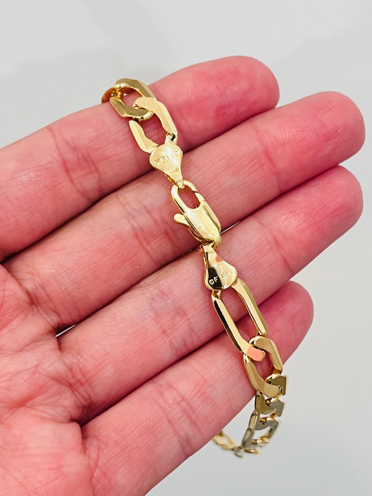18KT Gold Filled Bracelets, Gold Filled 7mm Figaro Bracelet | Bold Everyday Statement Piece by HAUS OF MONOGRAM