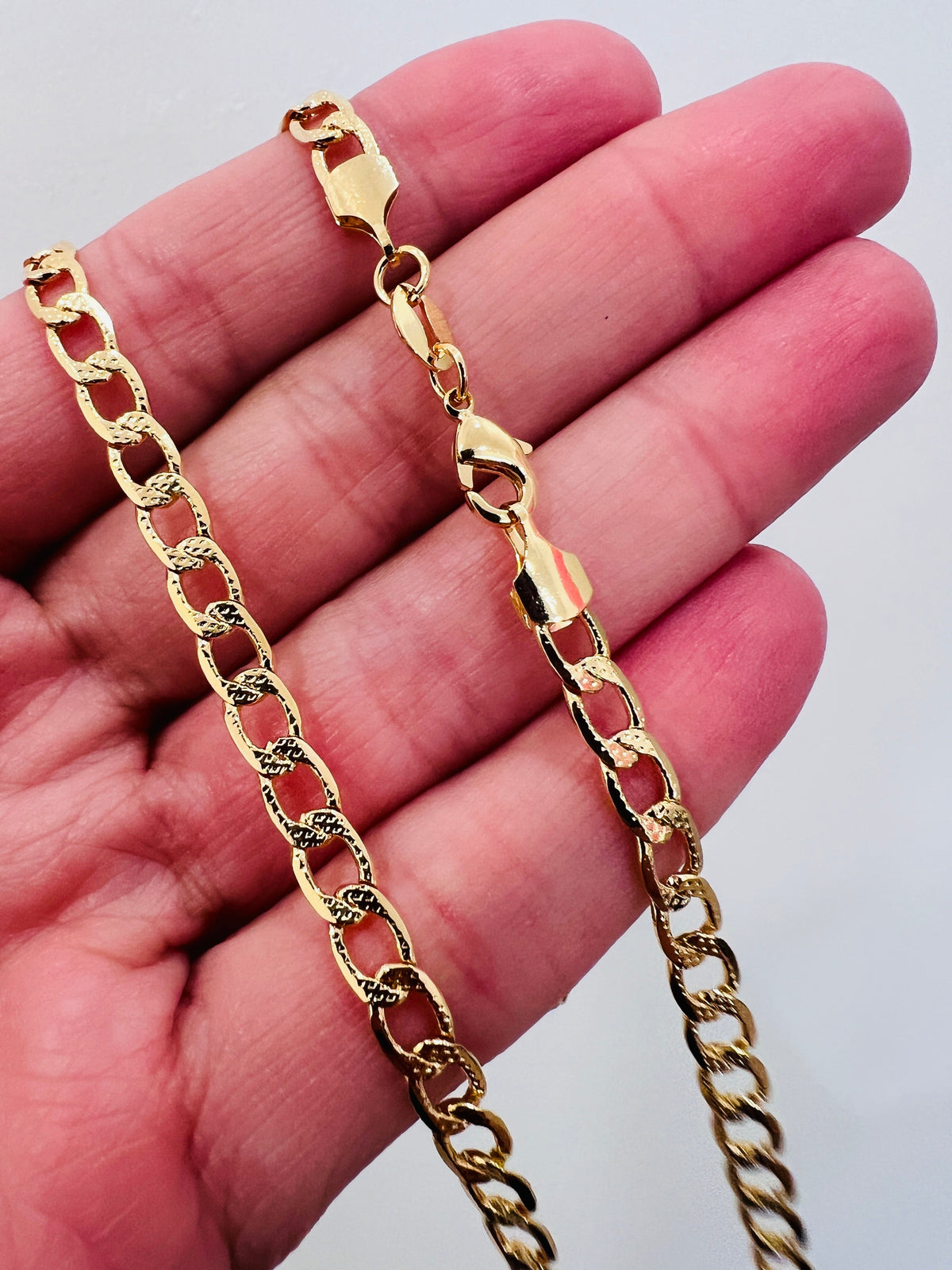 18KT Gold Filled Men's Chains, Gold Filled Curb Chain | 4mm Beveled Links | 20–24" by HAUS OF MONOGRAM