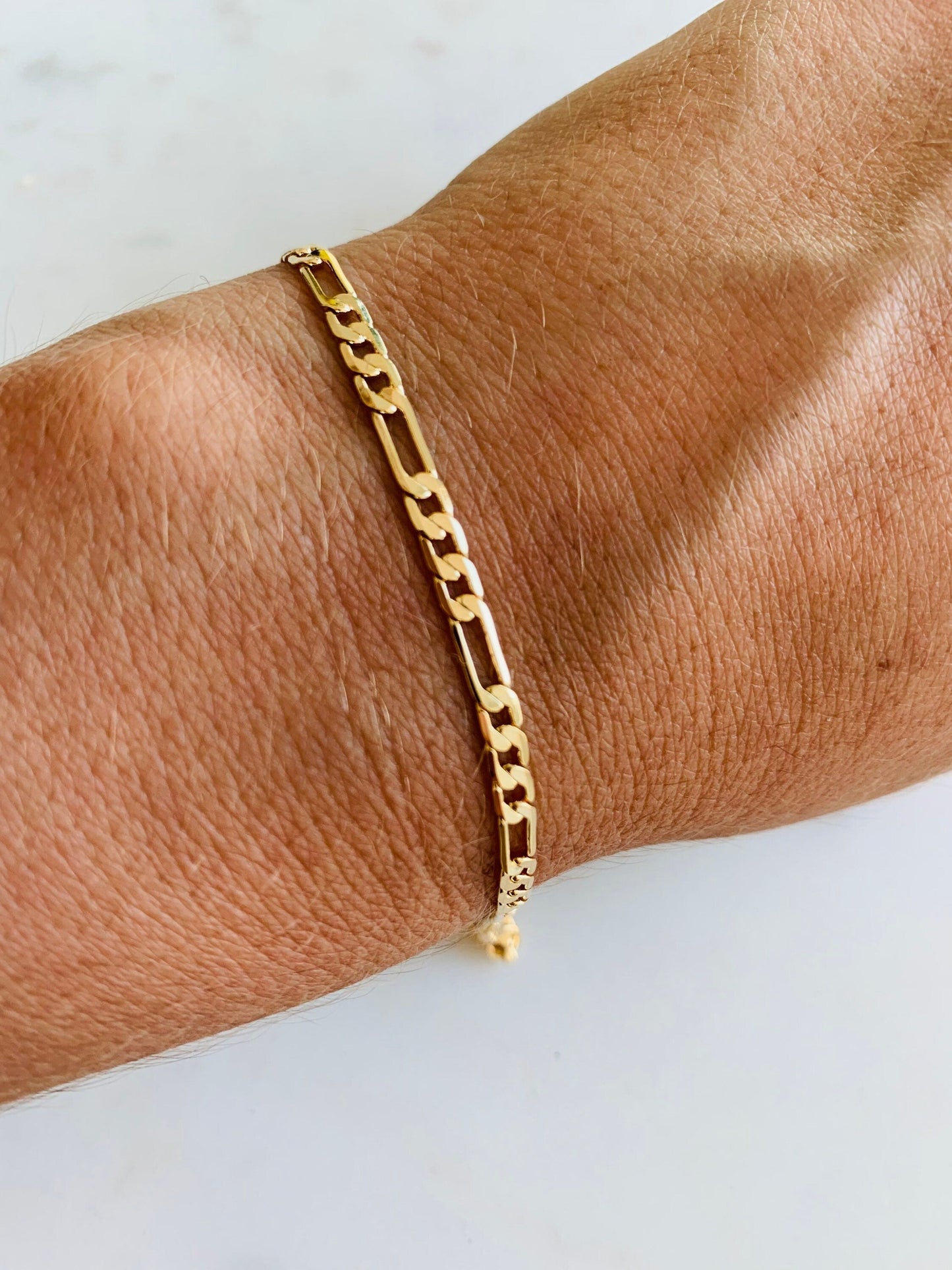 18KT Gold Filled Bracelets, Gold Filled Figaro Bracelet | Classic 3mm Chain Design by HAUS OF MONOGRAM
