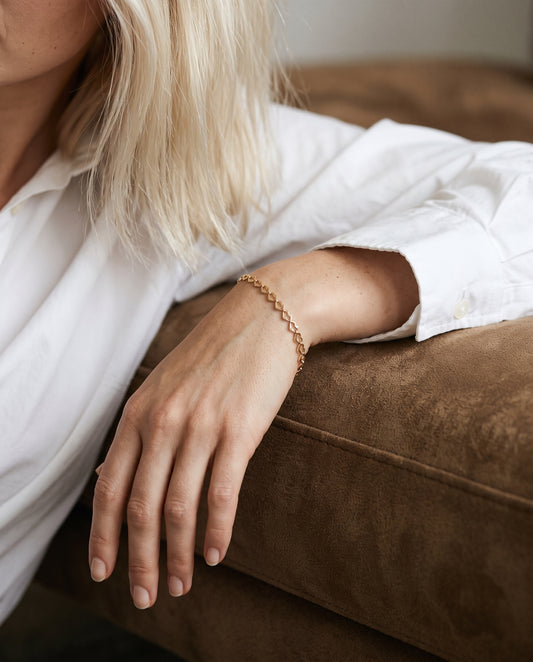 Gold Filled Heart Bracelet worn by a model