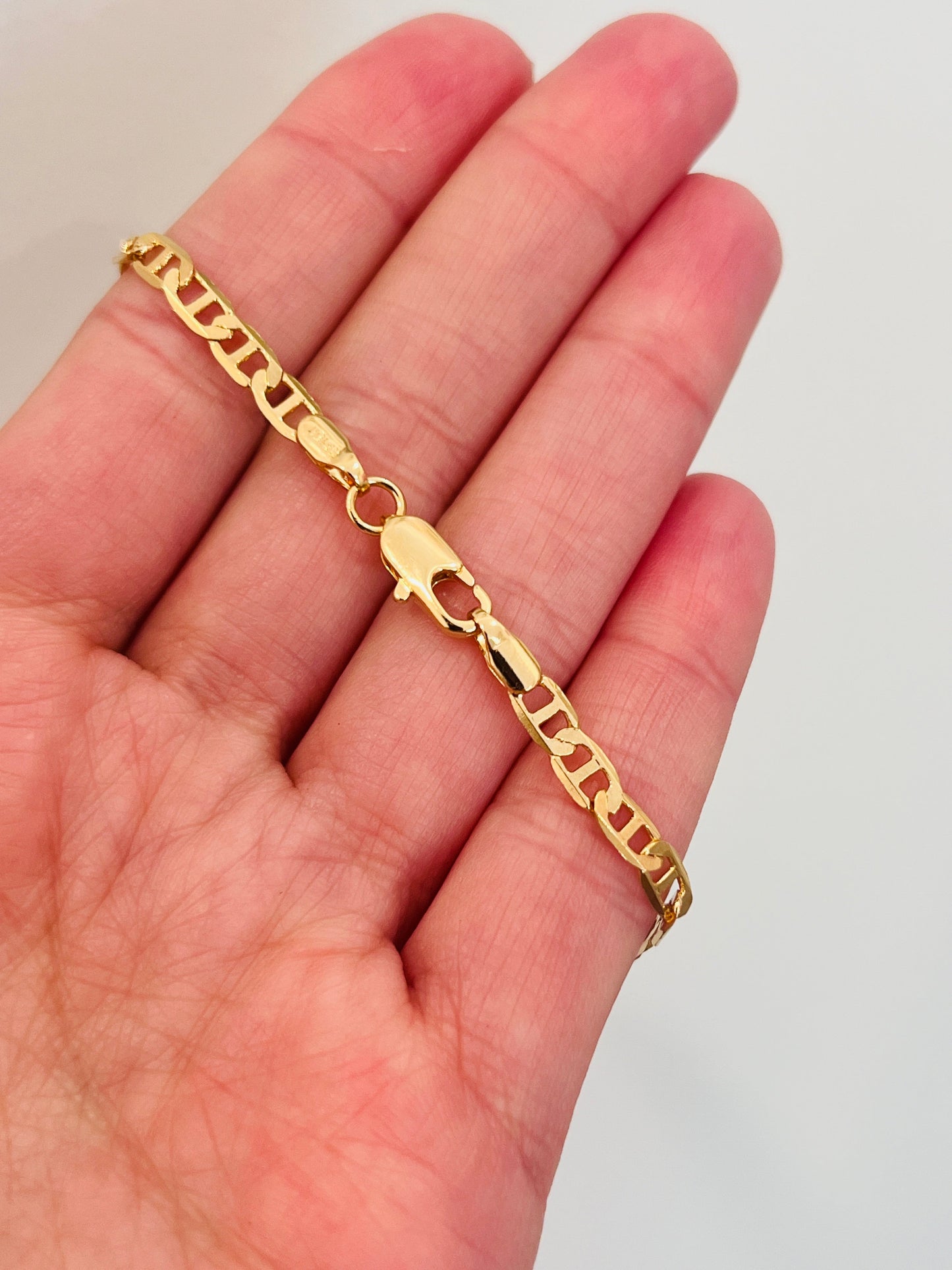 18KT Gold Filled Bracelets, Gold Filled Mariner Bracelet | 3mm Link Chain Design by HAUS OF MONOGRAM
