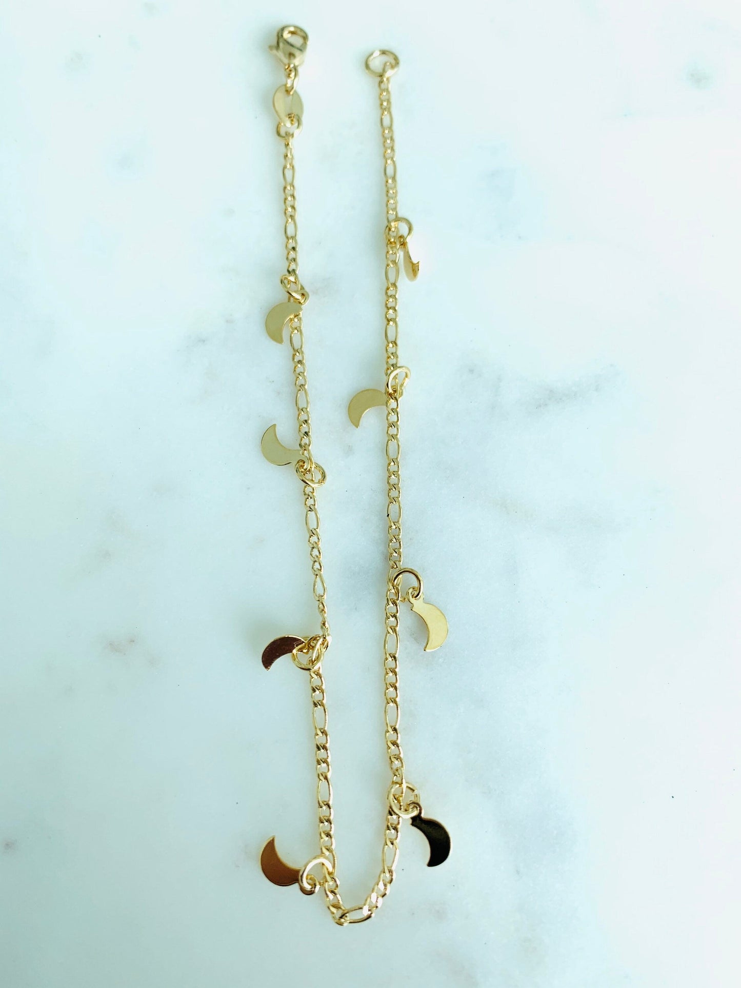 18KT Gold Filled Anklets, Gold Filled Moon Charm Anklet | Dainty Celestial Accent by HAUS OF MONOGRAM