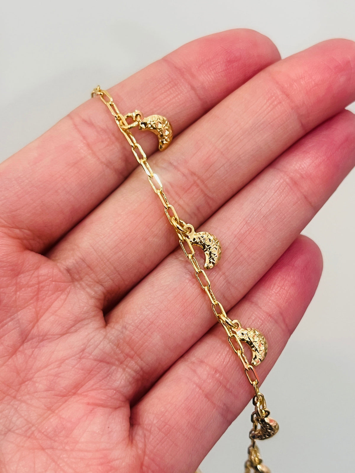 18KT Gold Filled Anklets, Gold Filled Moon Charm Anklet | Dainty Glow for Everyday Magic by HAUS OF MONOGRAM