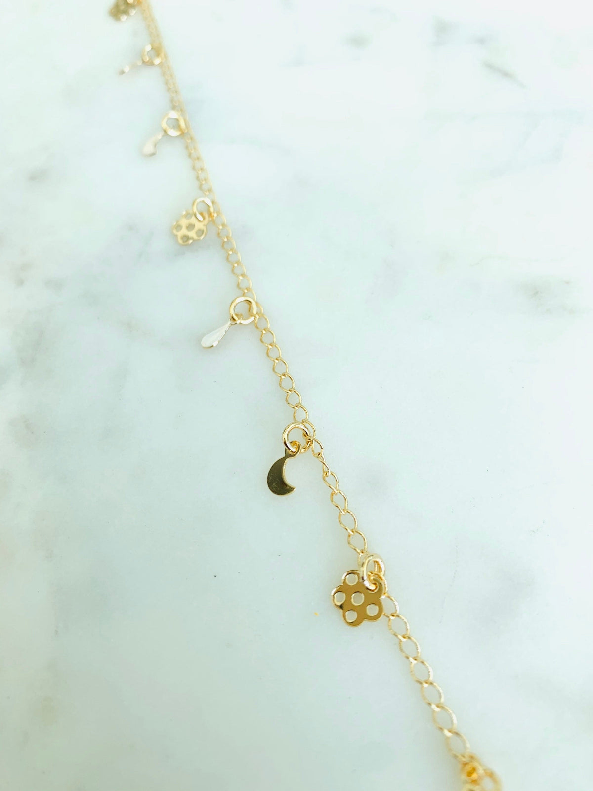 18KT Gold Filled Anklets, Gold Filled Multi Charm Anklet | Dainty Everyday Accent by HAUS OF MONOGRAM