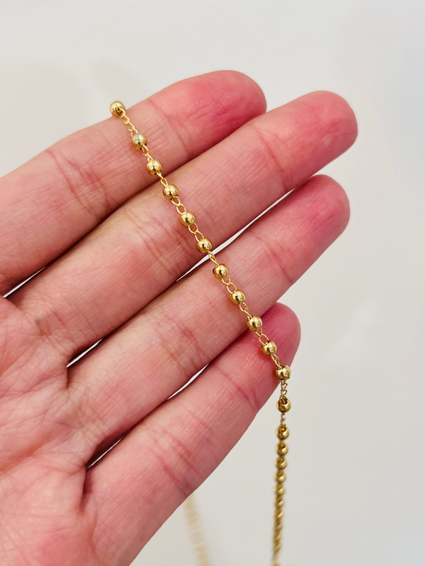 Gold Filled Rosary Necklace | Guadalupe Medal | 18" Chain by HAUS OF MONOGRAM - Necklaces, , HOM-1-3346
