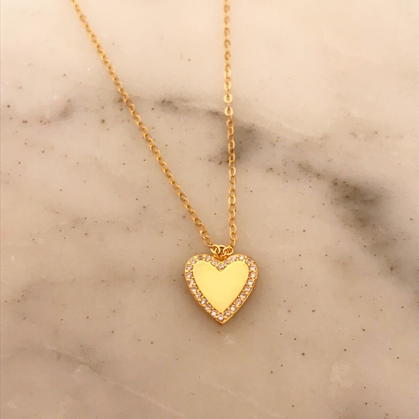 Sterling Silver CZ Heart Necklace | Dainty 10x12mm Charm