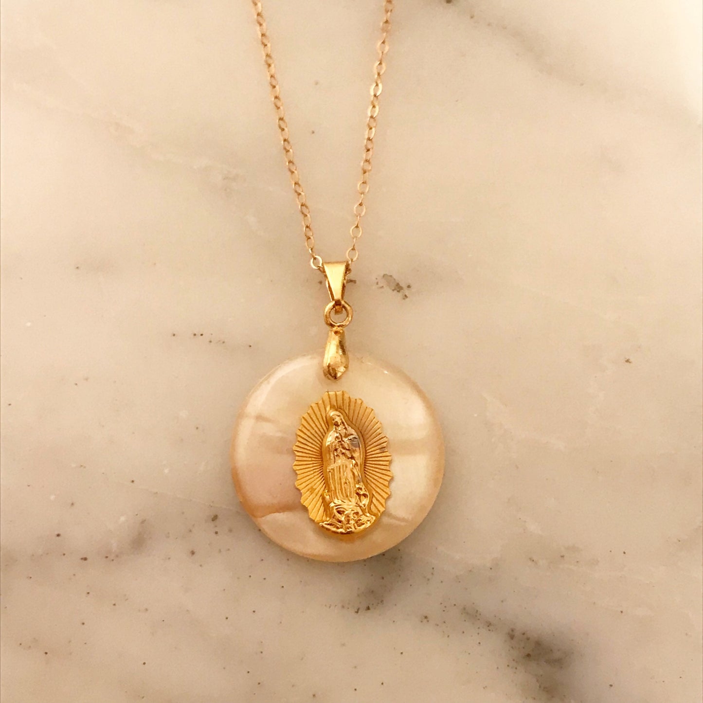 Our Lady of Guadalupe Necklace | 25mm Gold Filled Catholic Pendant