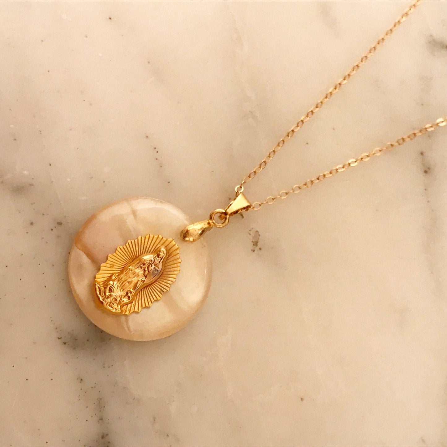 Our Lady of Guadalupe Necklace | 25mm Gold Filled Catholic Pendant