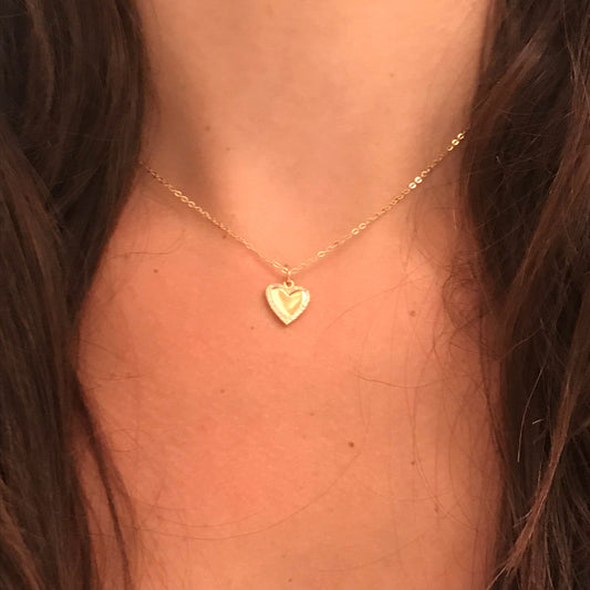 Sterling Silver CZ Heart Necklace | Dainty 10x12mm Charm
