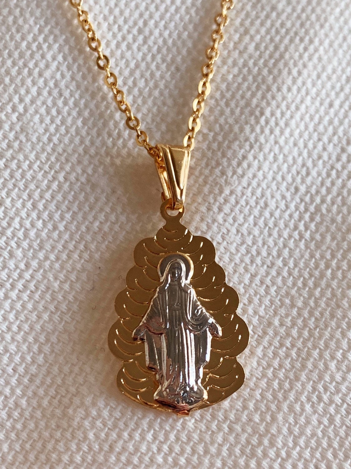 Gold Filled Miraculous Medal Necklace | 18kt Devotion Shine
