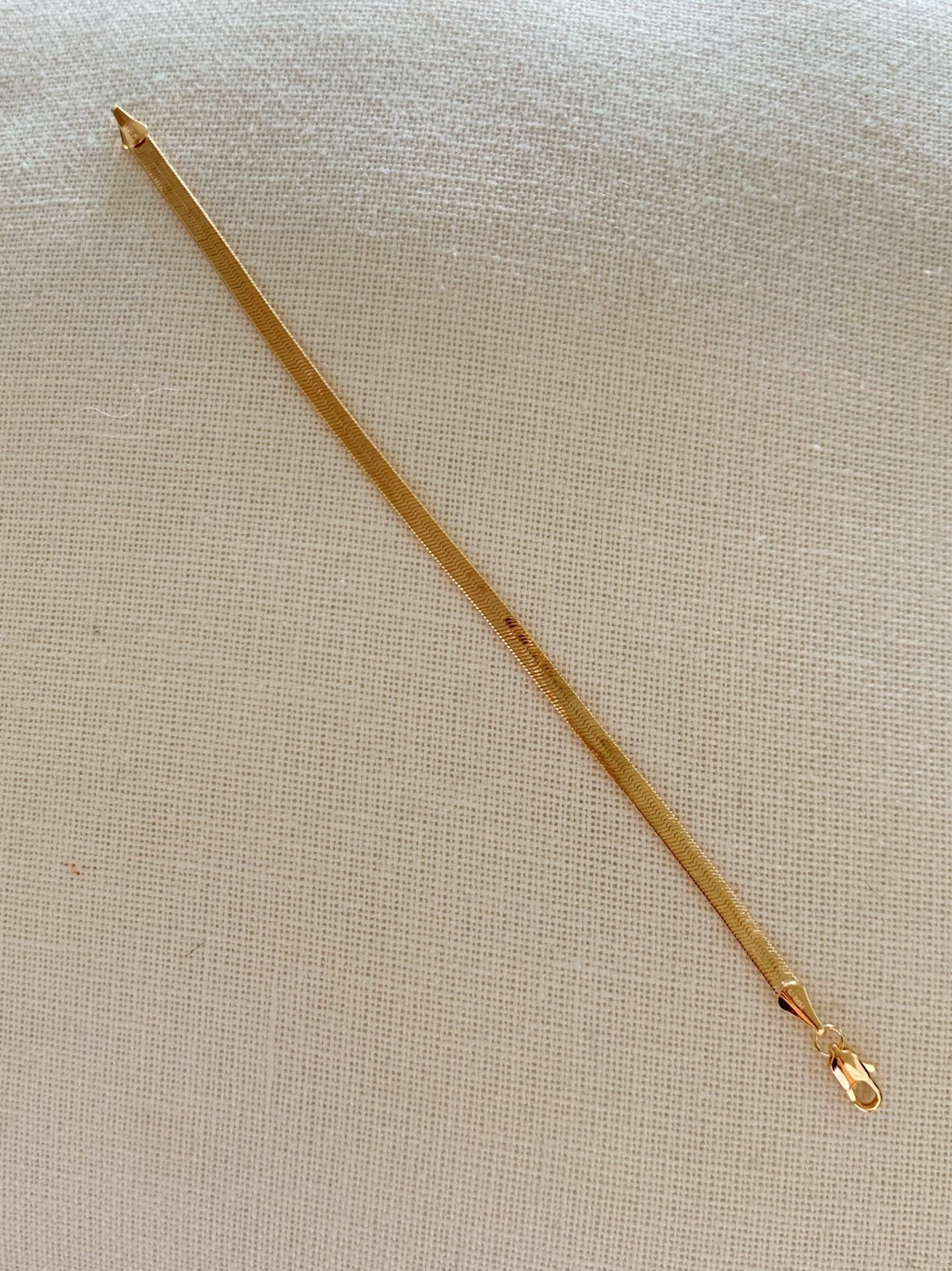 Gold Filled Herringbone Bracelet | 4mm Engraved Shine