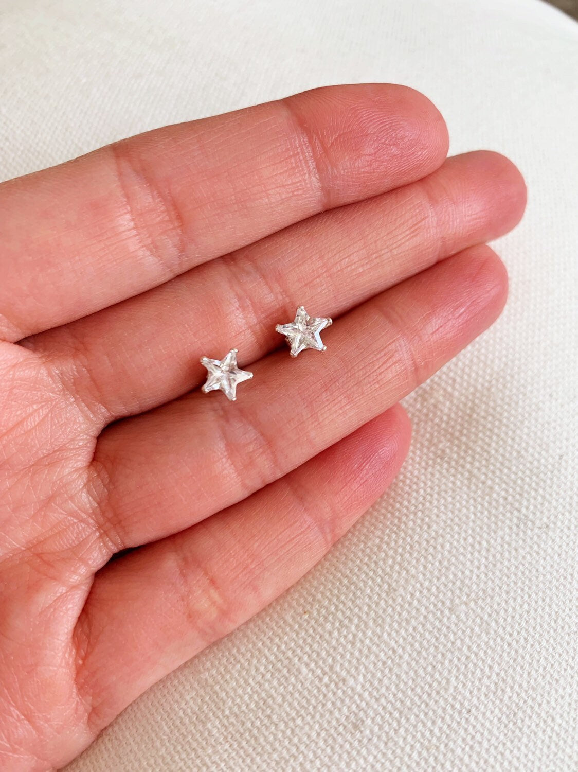 Sterling Silver 7mm CZ Star Studs | Hypoallergenic Shine