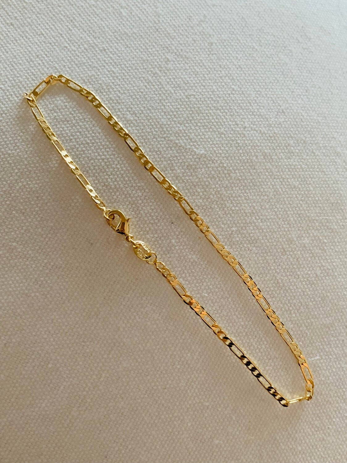 Gold Filled 3mm Flat Figaro Anklet | Sleek Everyday Foot Chain