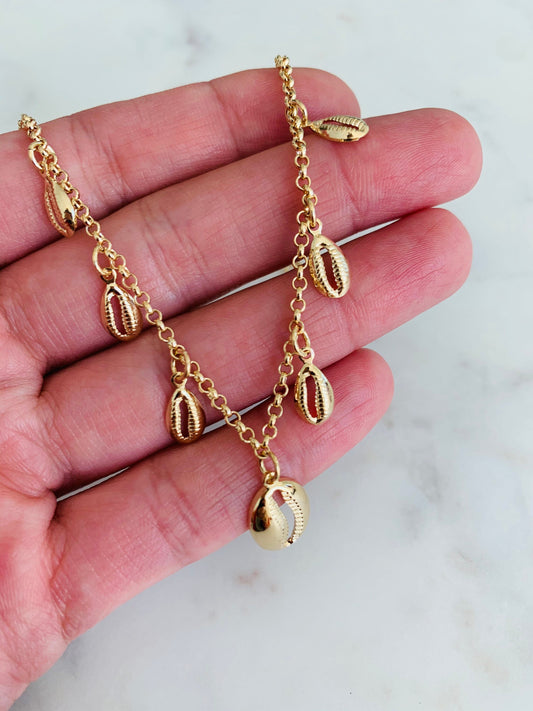 Gold Filled Puka Shell Anklet | Coastal-Inspired Summer Jewelry