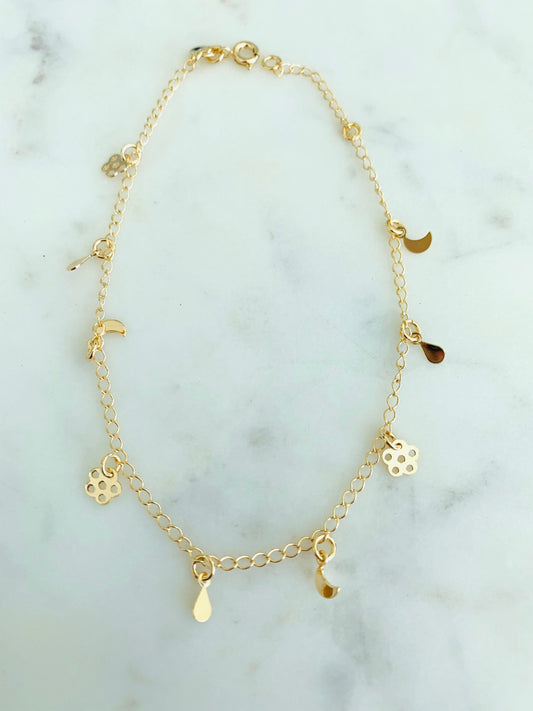 Gold Filled Multi Charm Anklet | Dainty Everyday Accent