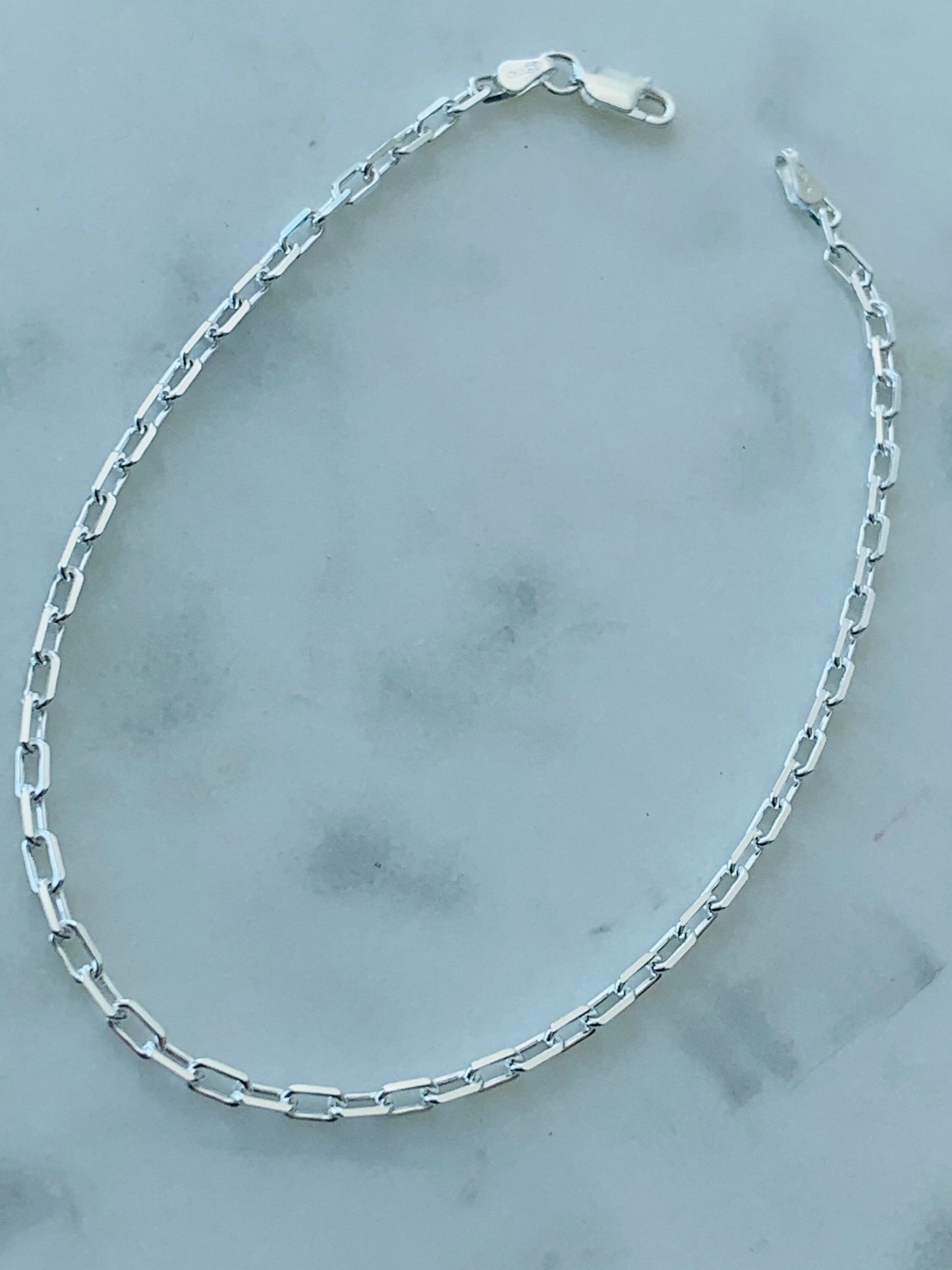 Sterling Silver 3mm Paperclip Anklet | Sleek & Modern Chain
