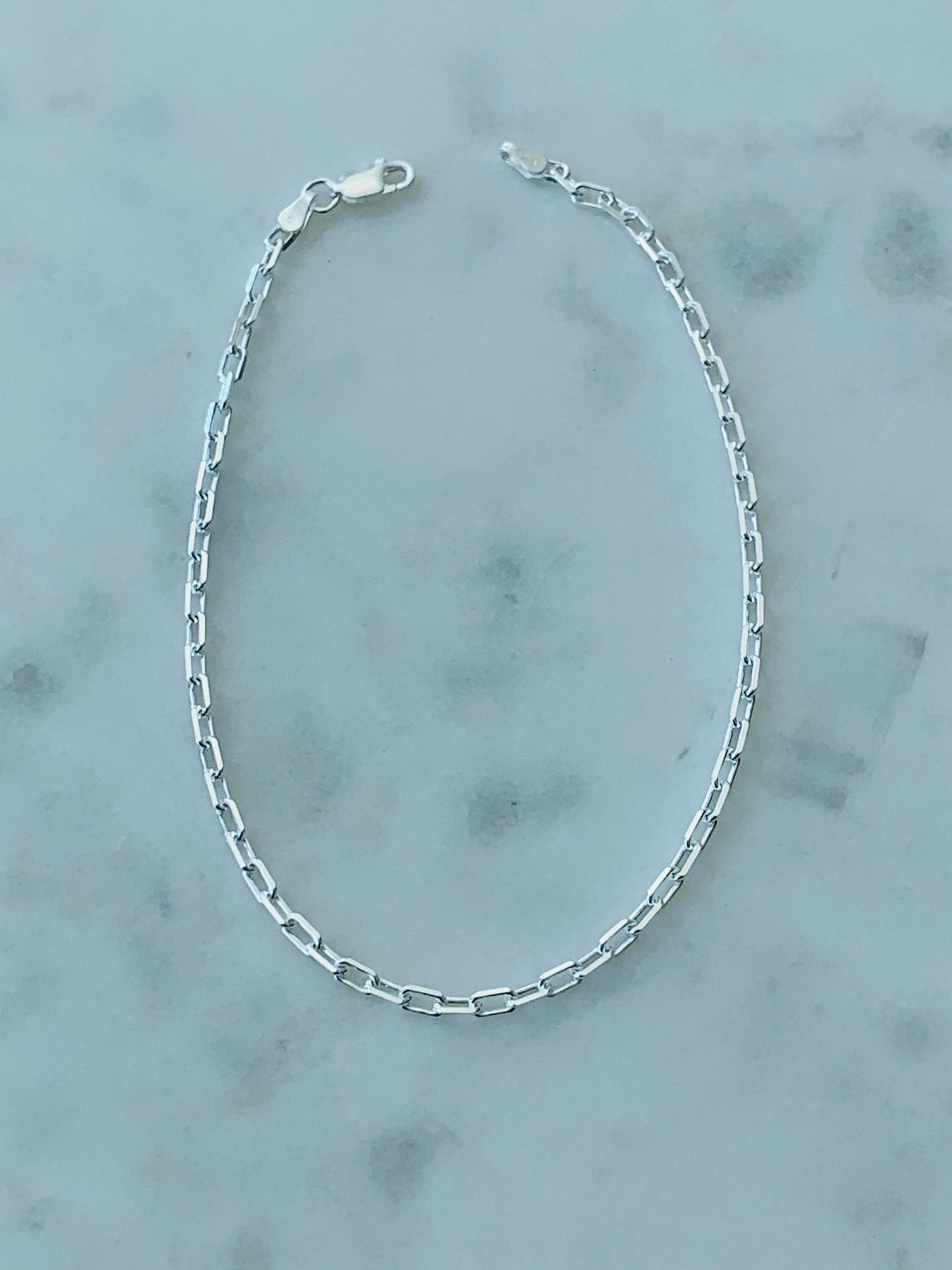 Sterling Silver 3mm Paperclip Anklet | Sleek & Modern Chain