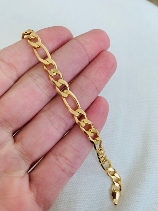 Gold Filled 6mm Figaro Bracelet | Bold, Classic, Effortlessly Cool