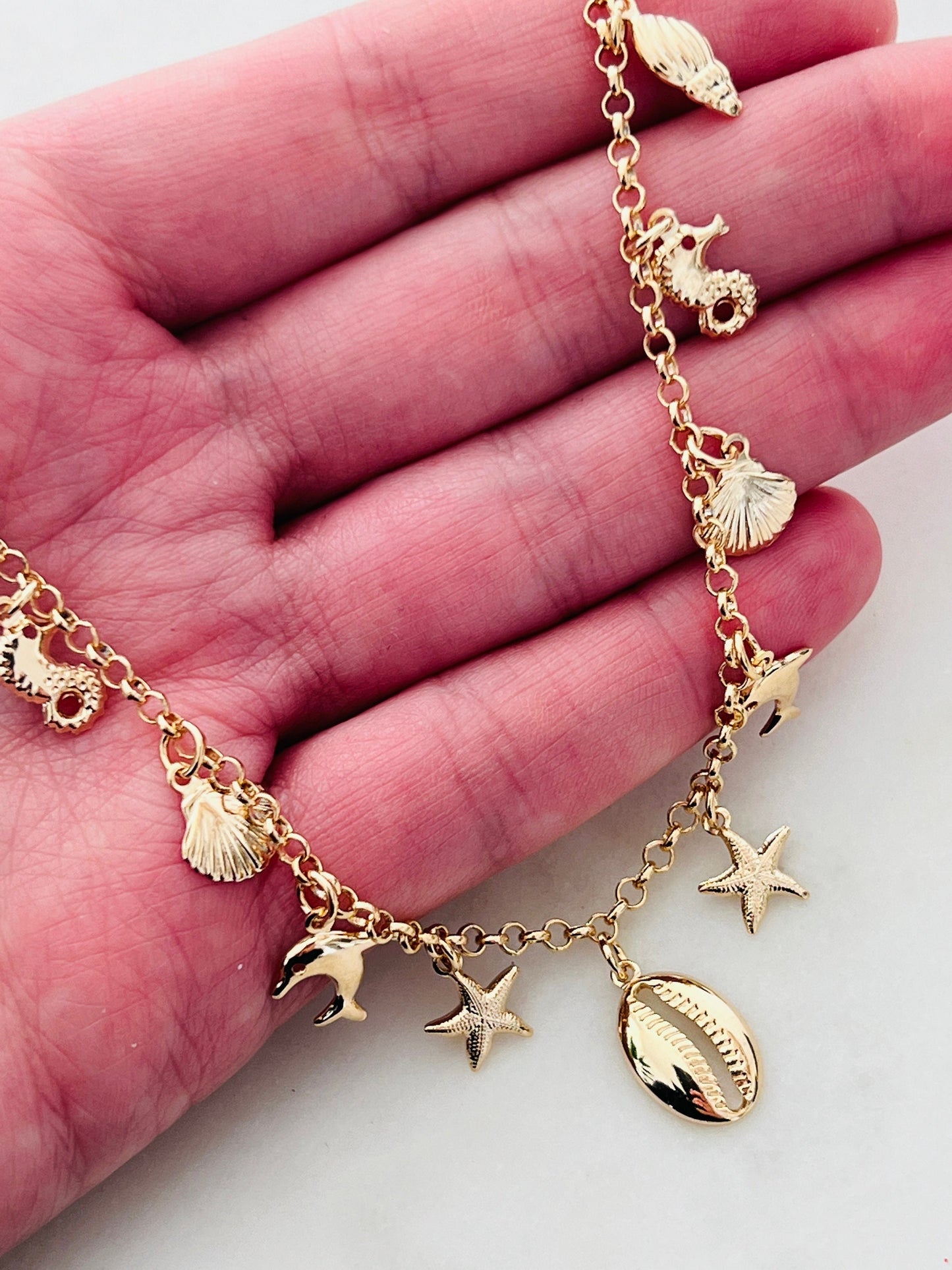 Gold Filled Beach Charm Choker | Dainty Coastal Necklace