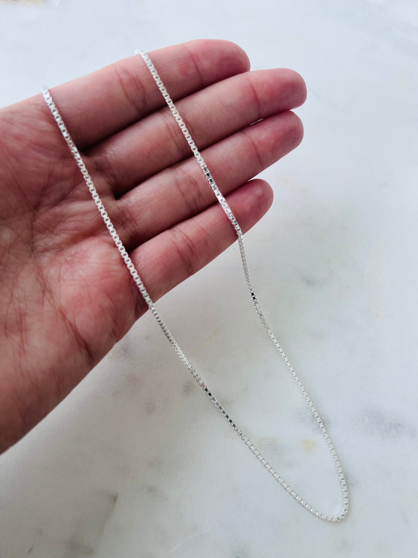 Sterling Silver Box Necklace | 1mm Chain | 16"–20" Lengths