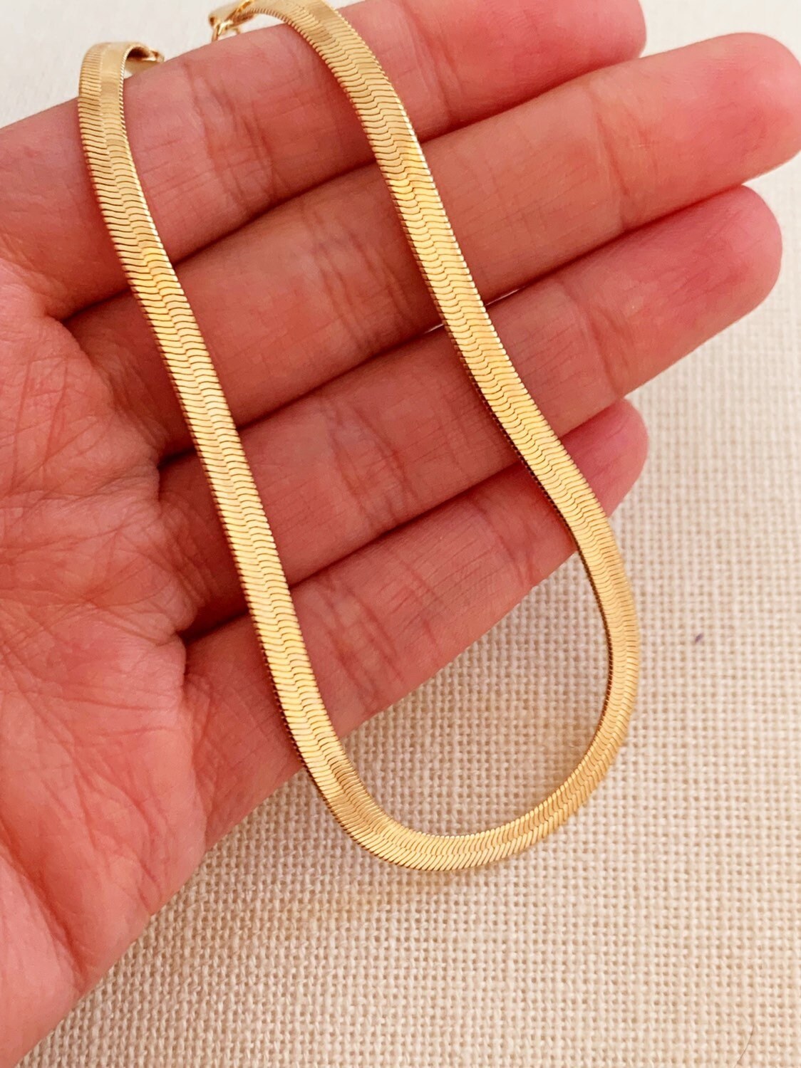 Gold Filled 4mm Herringbone Anklet | Sleek Everyday Shine