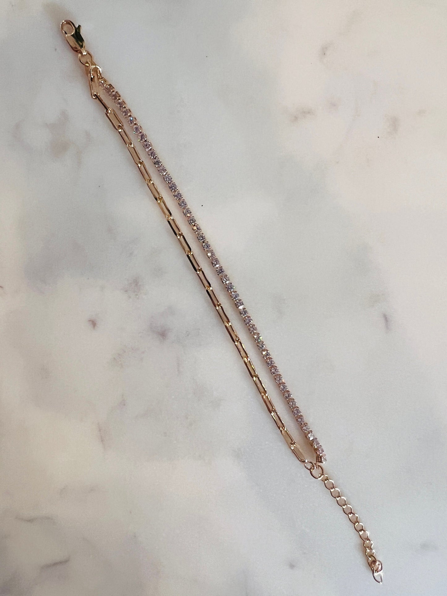 Gold Filled CZ Tennis & Paperclip Bracelet | Sparkle Meets Edge