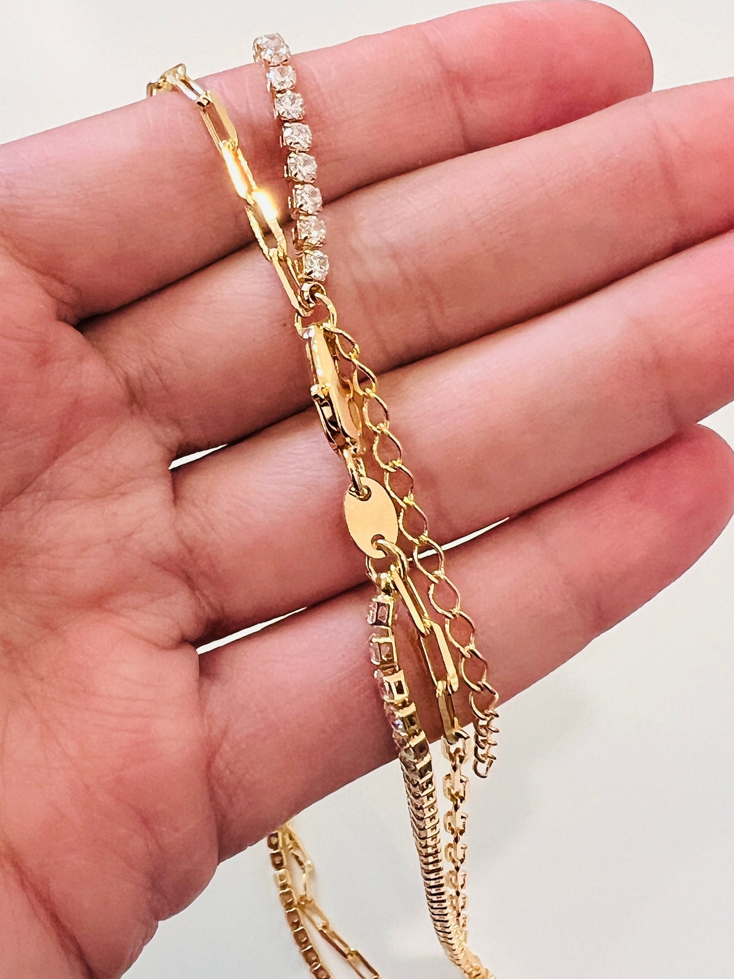 Gold Filled Tennis & Paperclip Layered Necklace | Effortless Stacked Elegance